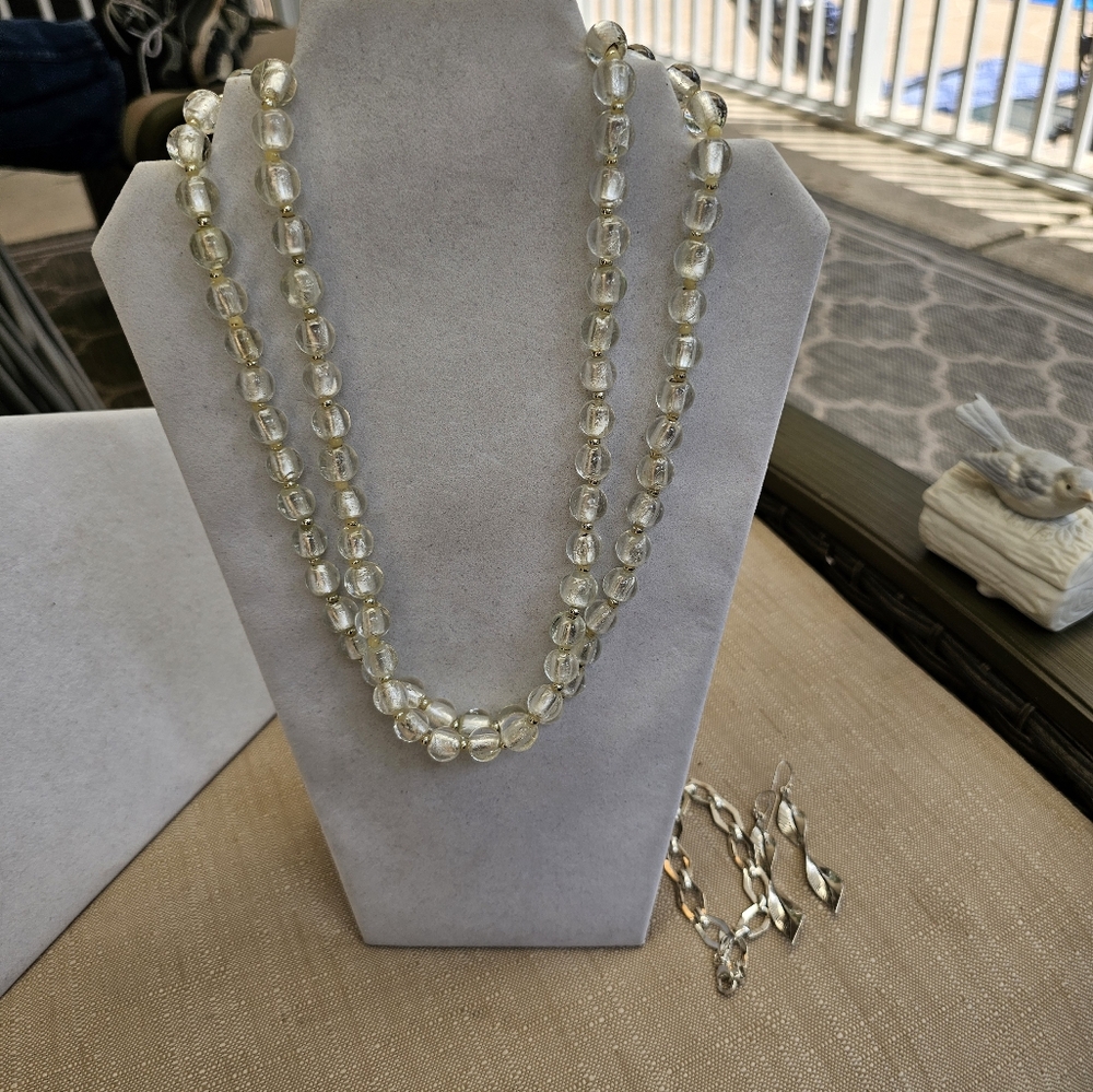 SET! 925 ISRAEL Earrings, 925 Bracelet, Coldwater Creek Glass Bead Necklace SET! - Picture 7 of 16